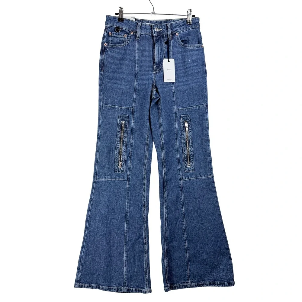 Forever 21 Cargo Jeans 24 Medium Wash Relaxed‎ Utility Gorpcore Y2K Retro NWT